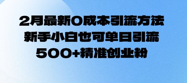 2月最新0成本引流方法，新手小白也可单日引流500+精准创业粉-云享网创