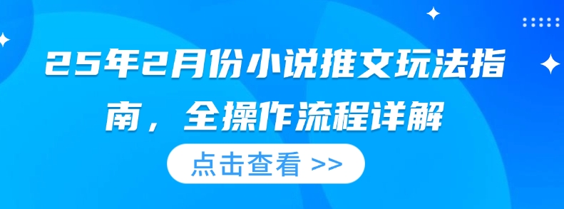 25年2月份小说推文玩法指南，全操作流程详解-云享网创