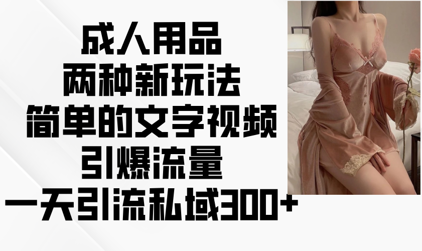 成人用品两种新玩法，简单的文字视频引爆流量，一天引流私域300+-云享网创