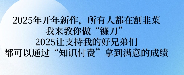 2025年开年新作，所有人都在割韭菜，我来教你做“镰刀” 2025让支持我的好兄弟们都可以通过“知识付费”拿到满意的成绩【揭秘】-云享网创