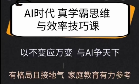 Ai时代真学霸思维与学习方法课，有格局且接地气，家庭教育有力参考-云享网创