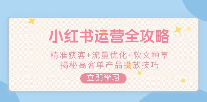 小红书运营全攻略，精准获客+流量优化+软文种草，揭秘高客单产品投放技巧-云享网创