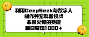 利用DeepSeek与数字人制作养宠科普视频，非常火爆的赛道，单日变现多张-云享网创