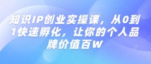 知识IP创业实操课,从0到1快速孵化,让你的个人品牌价值百W-云享网创