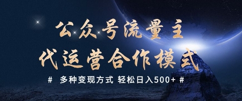 公众号流量主代运营  多种变现方式 轻松日入5张【揭秘】-云享网创