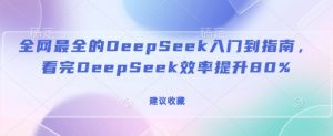 全网最全的DeepSeek入门到指南，看完DeepSeek效率提升80%(建议收藏)-云享网创