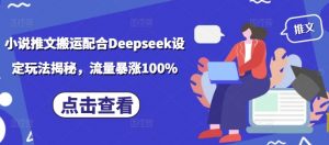 小说推文搬运配合Deepseek设定玩法揭秘，流量暴涨100%-云享网创