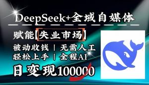 降维打击,DeepSeek+失业市场,全自动操作,结合人人刚需,单月利润轻松破100000+-云享网创