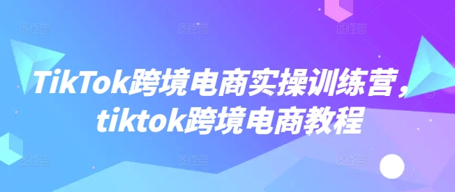 TikTok跨境电商实操训练营，tiktok跨境电商教程-云享网创