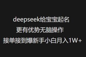 deepseek给宝宝起名更有优势无脑操作接单接到爆新手小白月入1W+-云享网创