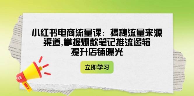 小红书电商流量课：揭秘流量来源渠道,掌握爆款笔记推流逻辑,提升店铺曝光-云享网创