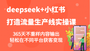 deepseek+小红书打造流量生产线实操课,365天不重样内容输出,轻松在不同平台获客变现-云享网创