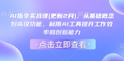 AI指令实战课(更新2月)，从基础概念到高级功能，利用AI工具提升工作效率和创新能力-云享网创