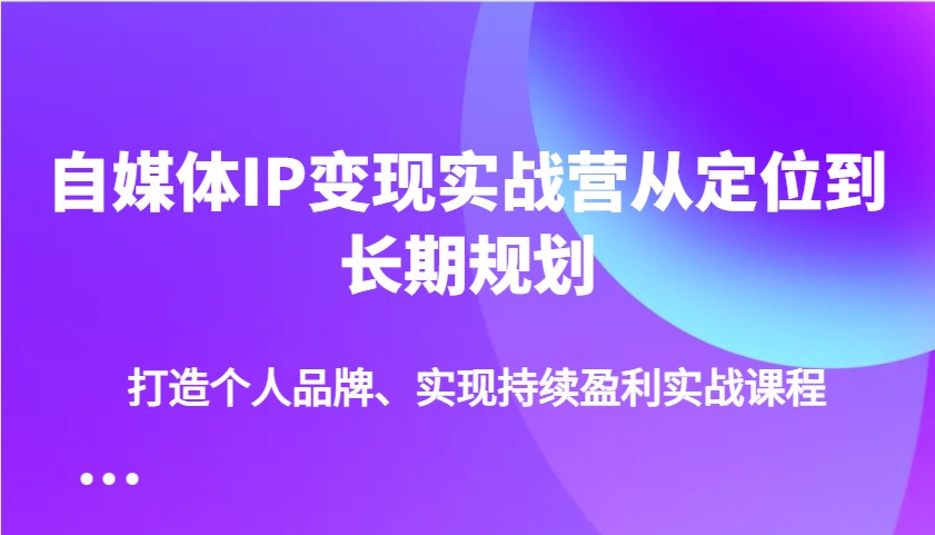 自媒体IP变现实战营从定位到长期规划，打造个人品牌、实现持续盈利实战课程-云享网创