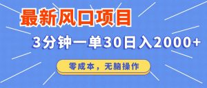最新短剧项目操作，3分钟一单30。日入2000左右，零成本，无脑操作。-云享网创