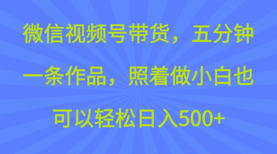 微信视频号带货，五分钟一条作品，照着做小白也可以轻松日入500+-云创堂