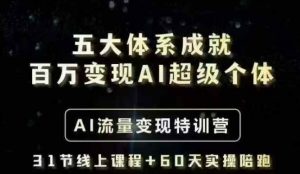 五大体系成就百万变现AI超级个体- AI流量变现特训营，一步一步教你一个人怎么年入百W-云享网创