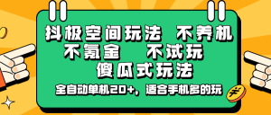 抖极空间玩法，不养机，不氪金，不试玩，傻瓜式玩法，全自动单机20+，适合手机多的玩-云享网创