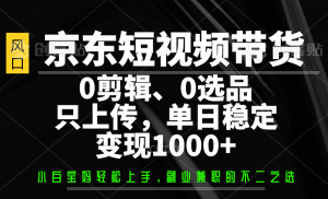 京东短视频带货，0剪辑，0选品，只上传，单日稳定变现1000+-云享网创