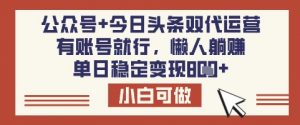 公众号+今日头条双代运营,有账号就行,单日稳定变现8张【揭秘】-云享网创