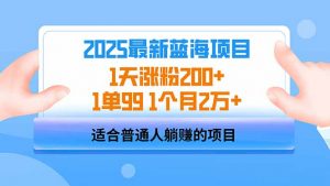 2025蓝海项目 1天涨粉200+ 1单99 1个月2万+-云享网创