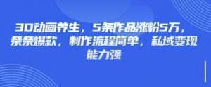 3D动画养生，5条作品涨粉5万，条条爆款，制作流程简单，私域变现能力强-云享网创