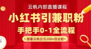 云帆内部直播课，小红书引流兼职粉教程，日引500+月变现过W-云享网创
