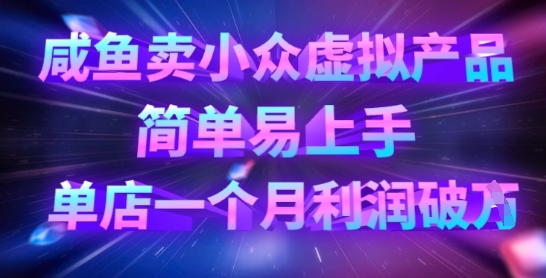 咸鱼卖小众虚拟产品，简单易上手，单店一个月利润破W-云享网创
