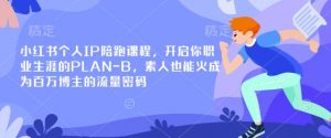 小红书个人IP陪跑课程,开启你职业生涯的PLAN-B,素人也能火成为百万博主的流量密码-云享网创