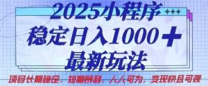 2025小程序稳定日入1k，最新玩法项目长期稳定，短期是利，人人可为，变现快且可观【揭秘】-云享网创