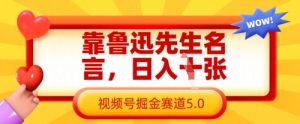 靠鲁迅先生名言，日入数张，视频号掘金赛道5.0-云享网创