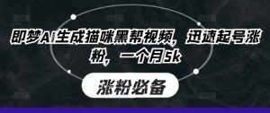 即梦AI生成猫咪黑帮视频,迅速起号涨粉,一个月5k-云享网创