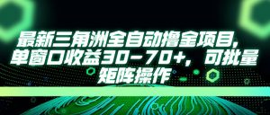 最新三角洲全自动撸金项目，单窗口收益30-70+，可批量矩阵操作-云享网创