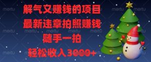 解气又挣钱的项目，最新违章拍照挣钱，随手一拍，轻松收入数张【揭秘】-云享网创