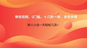 审核视频，0门槛，十几秒一单，多劳多得，新人小白一天轻松几百+-云享网创