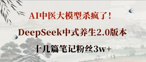 AI中医大模型杀疯了！DeepSeek中式养生2.0版本，十几篇笔记粉丝3w+-云享网创