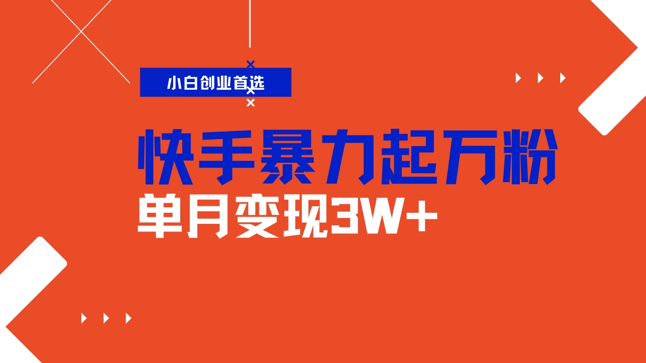 快手起万粉账号，3天一个万粉号，多种变现模式，操作简单无脑复制，小白也能月入过万-云享网创