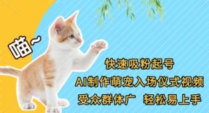 快速吸粉起号，AI制作萌宠入场仪式视频，受众群体广，轻松易上手-云享网创