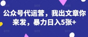 公众号代运营,我出文章你来发,暴力日入5张+【揭秘】-云享网创