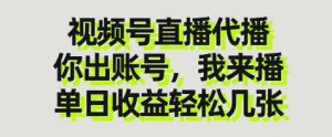 视频号直播代播，你出账号我来播，单日收益轻松几张【揭秘】-云享网创