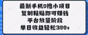 最新手机0撸小项目，复制粘贴即可挣钱，平台放量阶段，单日收益轻松3张+【揭秘】-云享网创