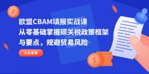 欧盟CBAM填报实战课，从零基础掌握碳关税政策框架与要点，规避贸易风险-云享网创