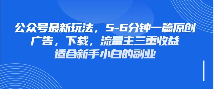 公众号最新玩法，广告，下载，流量主三重收益，非常适合新手小白的项目-云享网创