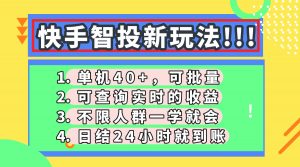 快手智投新玩法，单机日入40+，可批量，可查询实时收益，收益日结24小…-云享网创