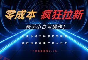 利用小红书种草知乎漏洞，零成本疯狂拉新日入数张，新手小白可操作-云享网创