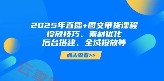 2025年短视频图文带货+直播带货：投放技巧、素材优化、后台搭建、全域投放等-云享网创
