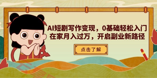 AI短剧写作变现，0基础轻松入门，在家月入过万，开启副业新路径-云享网创