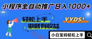 2025年最新风口，小程序自动推广，，稳定日入1000+，小白轻松上手-云享网创