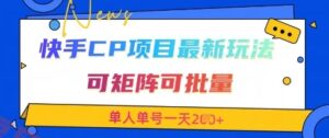 快手CP项目，最新交友赛道玩法，可矩阵可批量，单人单号一天2张+-云享网创