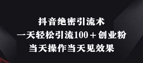 抖音绝密引流术，一天轻松引流100+创业粉，当天操作当天见效果-云享网创
